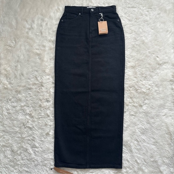 Reformation Daria Ultra High Rise Denim Maxi Skirt Nidri Wash Black 26 NWT New - Picture 3 of 12